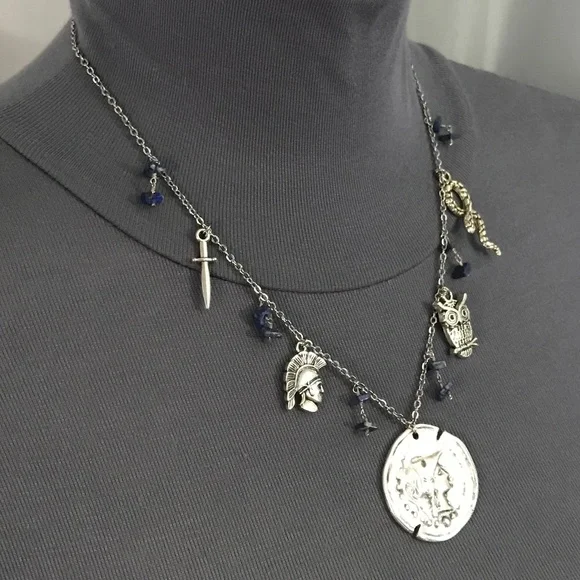 Athena Minerva Greek Roman Goddess Wisdom & War Handmade Necklace, Lapis Lazuli - Picture 9 of 15